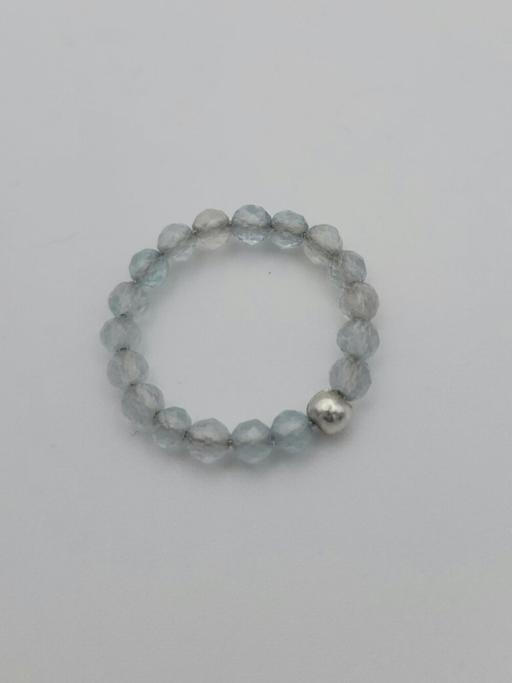 💎 Genuine Aquamarine Beaded Ring | Sterling Silver Size 6.5